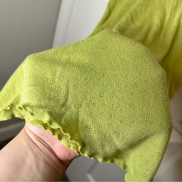 Y2K VTG Abercrombie & Fitch Lime Green Rose Pink Lace Ribbed Cami Top Sz L Fairy - Picture 5 of 10